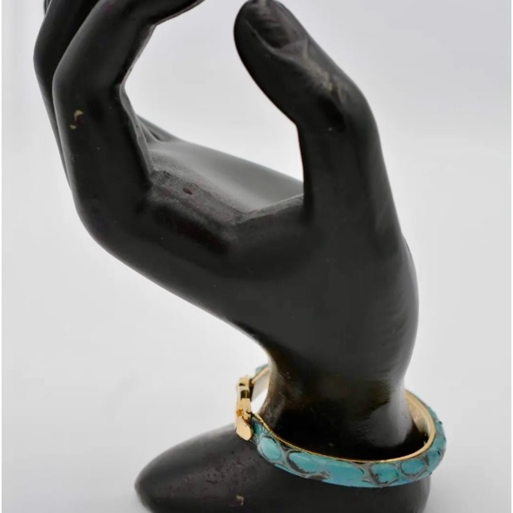 Vintage Gucci GG 24kt gold plated logo snakeskin bracelet - Picture 4 of 7